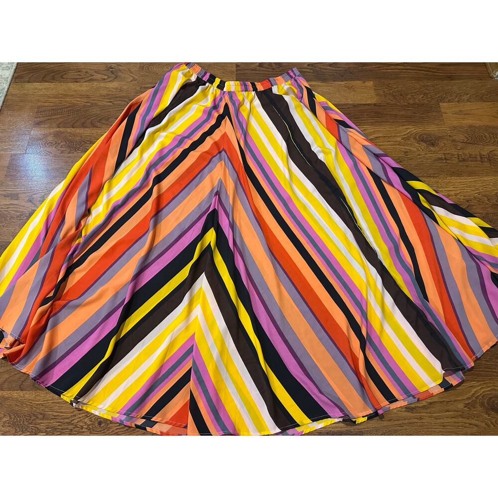 Flint & Moss Flowy Striped Maxi Skirt Multicolor Size XL Boho Vibrant Summer - Picture 3 of 8